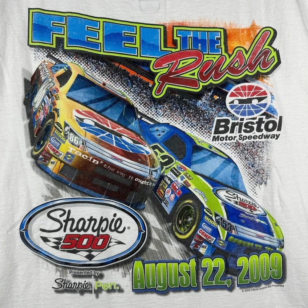 Chase Authentics NASCAR T-Shirt Men 2XL White Sharpie 500 Bristol 2009 Graphic - Picture 4 of 8
